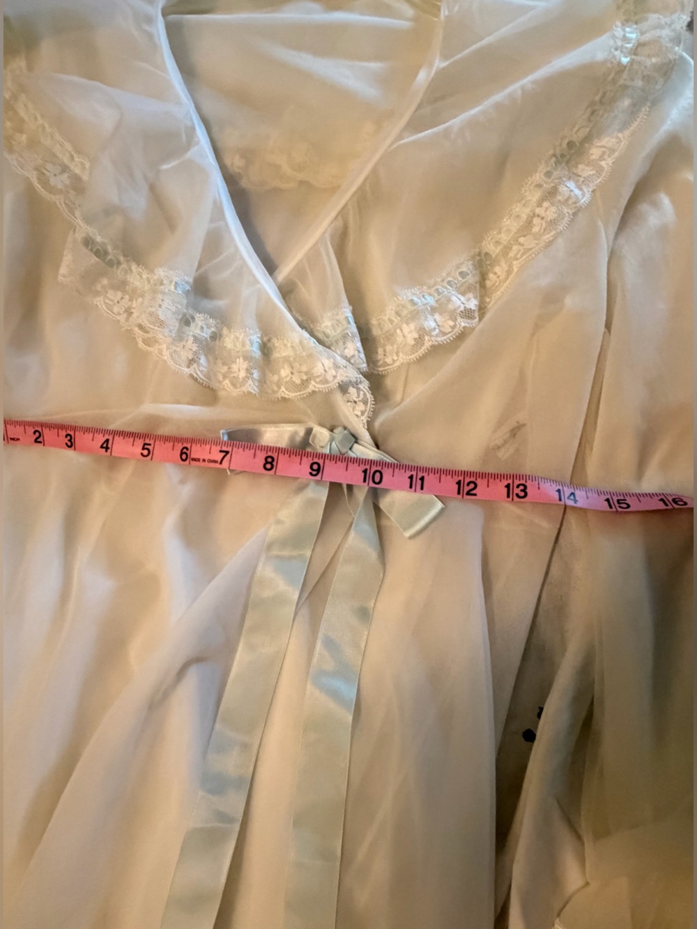 Vintage Shadowline White Sheer Nylon Peignoir Robe 1980s - Picture 10 of 16